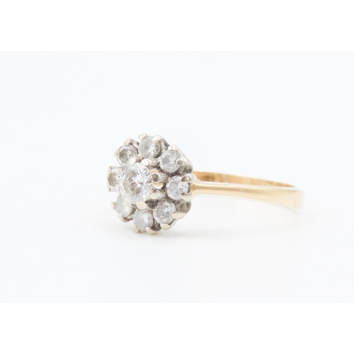 445 - 18 Carat Yellow Gold Diamond Set Cluster Ring Size K