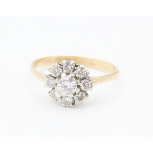 445 - 18 Carat Yellow Gold Diamond Set Cluster Ring Size K