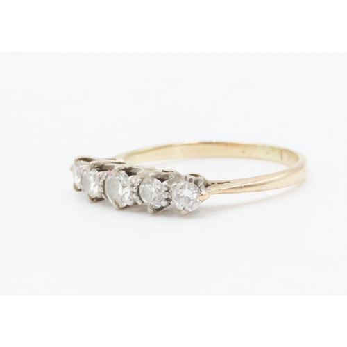 446 - Five Stone Diamond Basket Set Ring Mounted in 18 Carat Yellow Gold Ring Size K Approximately .70Ct o... 