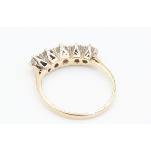 446 - Five Stone Diamond Basket Set Ring Mounted in 18 Carat Yellow Gold Ring Size K Approximately .70Ct o... 