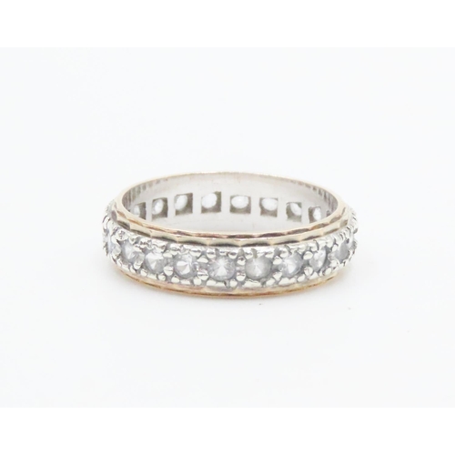 454 - 9 Carat Yellow Gold Gemstone Set Eternity Ring Size L