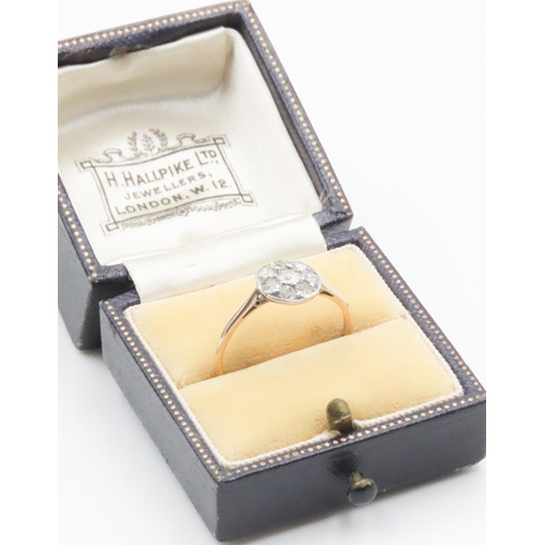 457 - Mine Cut Diamond Set Ring Mounted in 18 Carat Yellow Gold Ring Size O