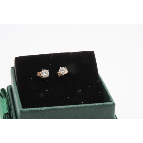 466 - Pair of Diamond Set Earrings Mounted in 9 Carat Yellow Gold .40 Total Diamond Carat Weight