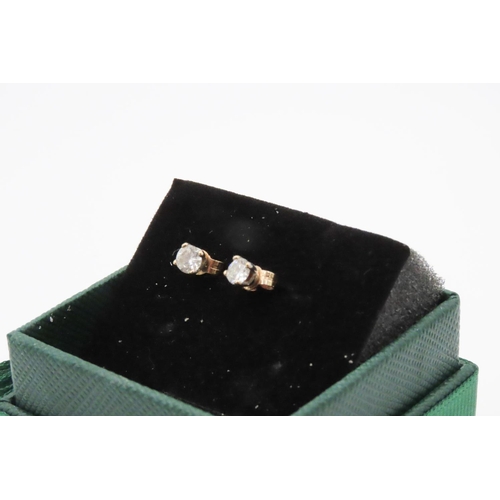 466 - Pair of Diamond Set Earrings Mounted in 9 Carat Yellow Gold .40 Total Diamond Carat Weight