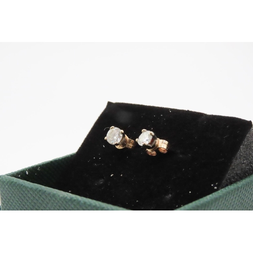 466 - Pair of Diamond Set Earrings Mounted in 9 Carat Yellow Gold .40 Total Diamond Carat Weight