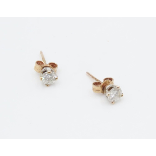 466 - Pair of Diamond Set Earrings Mounted in 9 Carat Yellow Gold .40 Total Diamond Carat Weight