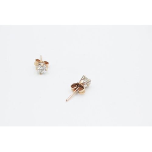 466 - Pair of Diamond Set Earrings Mounted in 9 Carat Yellow Gold .40 Total Diamond Carat Weight