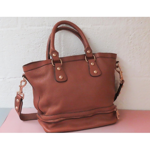 469 - Jaeger Tan Leather Shoulder Bag Soft Leather