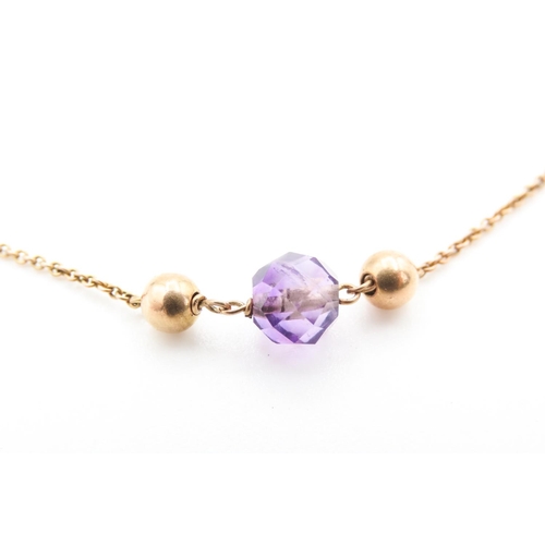 54 - Amethyst Set 9 Carat Yellow Gold Necklace with Sphere Form 9 Carat Gold Spacers Barrel Form Clasp 40... 