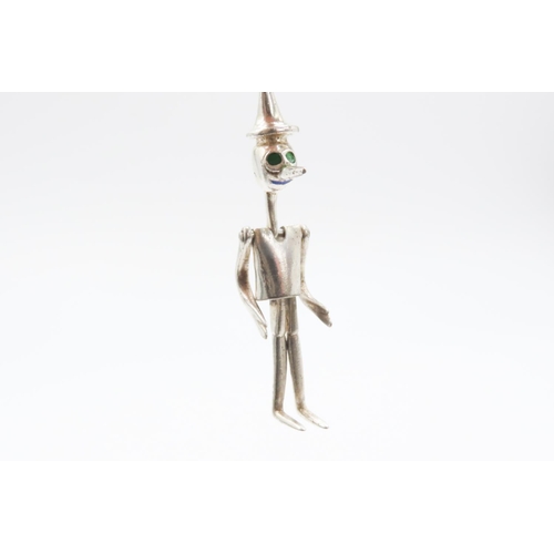 544 - Silver Pinocchio Novelty Pendant Articulated Form 6.5cm