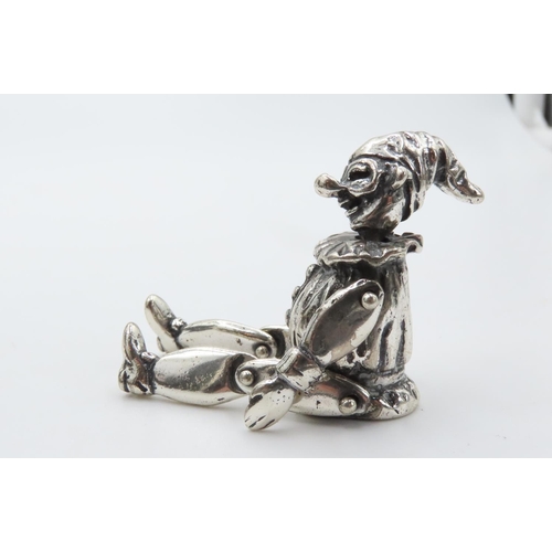 550 - Silver Articulated Form Perrot Figure  7cm High