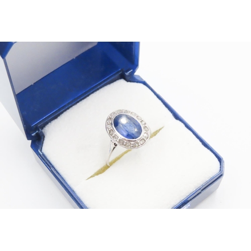 556 - 18 Carat White Gold Sapphire and Diamond Set Ring Size L