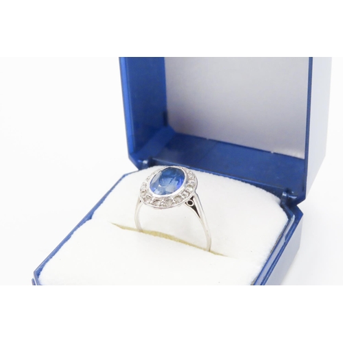 556 - 18 Carat White Gold Sapphire and Diamond Set Ring Size L