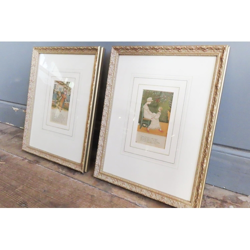 570 - Pair of Gilt Framed Antique Nursery Story Coloured Engravings Each Approximately 11 Inches x 9 Inche... 