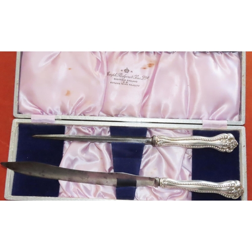 571 - Silver Handles Carving Set In Presentation Case