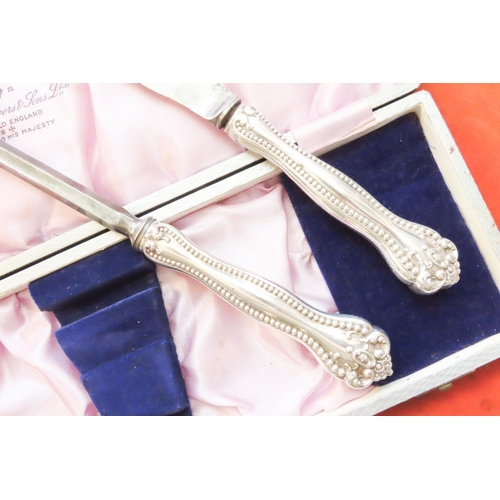 571 - Silver Handles Carving Set In Presentation Case