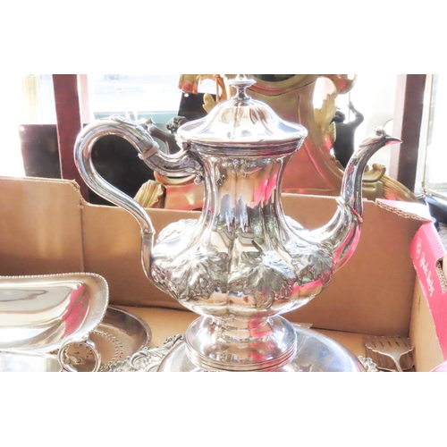 572 - Collection of Various Antique Silver Plate Including Rocco Form Coffee Pot Salver and Entree Dish an... 