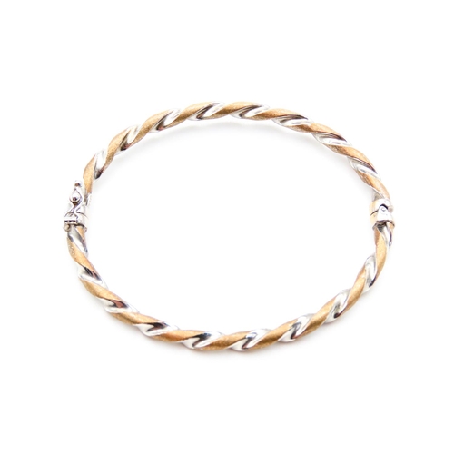 7 - 9 Carat Yellow and White Gold Twist Form Bangle 6.5cm Inner Width