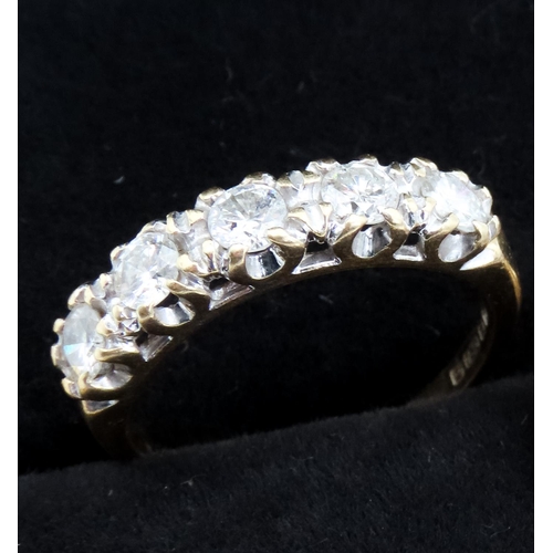 75 - Five Stone Diamond Set Ring Mounted in 18 Carat Yellow Gold Ring Size O Total Diamond Carat Weight A... 