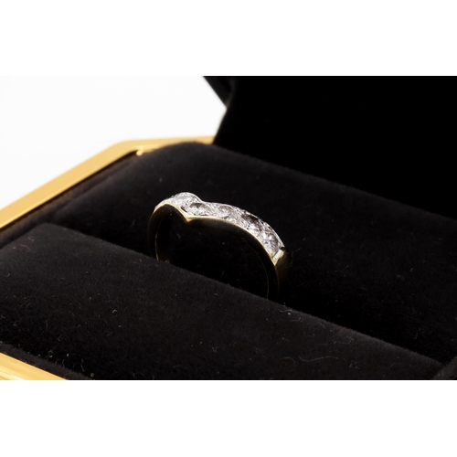 78 - Seven Stone Diamond Wishbone Ring Mounted in 18 Carat Yellow Gold Ring Size L and a Half Approximate... 