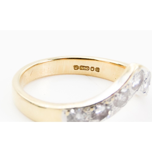 78 - Seven Stone Diamond Wishbone Ring Mounted in 18 Carat Yellow Gold Ring Size L and a Half Approximate... 