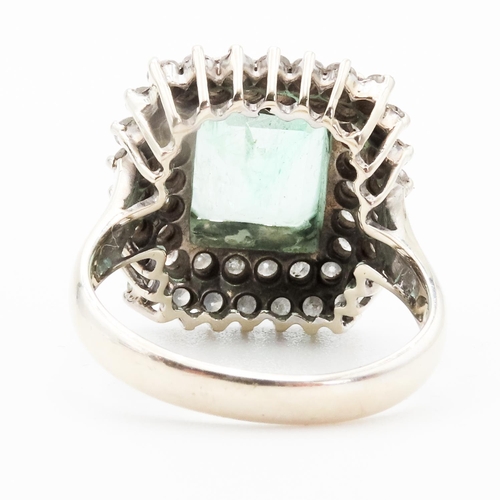 84 - Emerald Centre Stone Ring with Diamond Set Twin  Halo Surround Mounted in 18 Carat White Gold Ring S... 