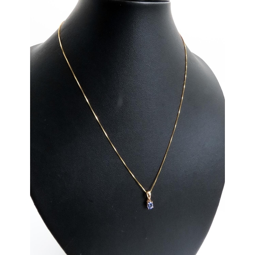 88 - Tanzanite Set Pendant Mounted in 14 Carat Yellow Gold 2cm High Further set on 14 Carat Yellow Gold c... 