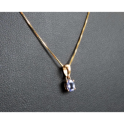 88 - Tanzanite Set Pendant Mounted in 14 Carat Yellow Gold 2cm High Further set on 14 Carat Yellow Gold c... 