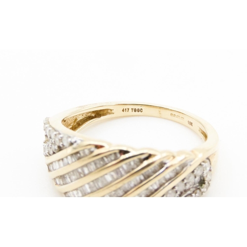 94 - Diamond Set Wave Motif Ring Mounted in 10 Carat Yellow Gold Ring Size  O