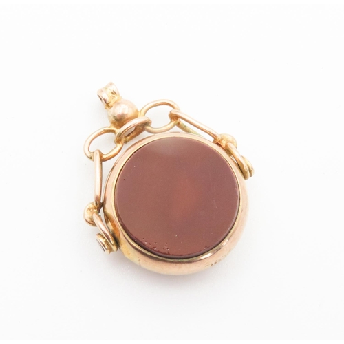 99 - Carnelian Set Swivel Pendant Set in 9 Carat Yellow Gold 2.5cm High