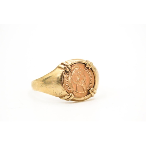 18 - Gold Emperador Maximilano 1865 Coin Ring Set in 9 Carat Yellow Gold Ring Size S