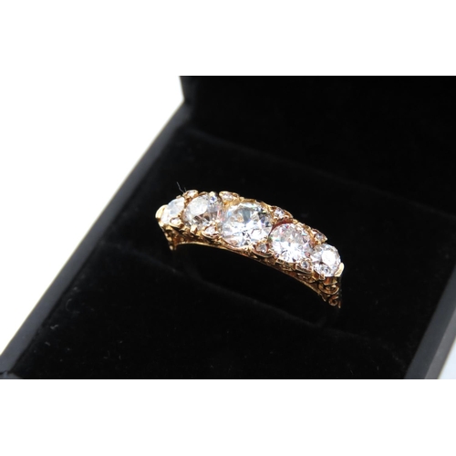 23 - Ladies Five Stone Diamond Ring Finely Detailed Basket Setting Mounted in 18 Carat Yellow Gold Total ... 