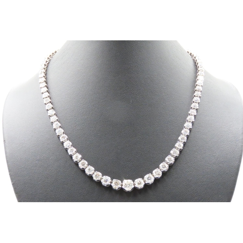 25 - Attractively Set Ladies Graduated Form Diamond Riviere Articulated  Necklace Mounted in Platinum 42c... 