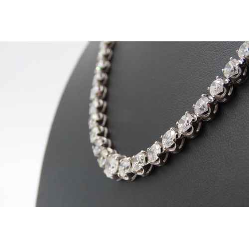 25 - Attractively Set Ladies Graduated Form Diamond Riviere Articulated  Necklace Mounted in Platinum 42c... 