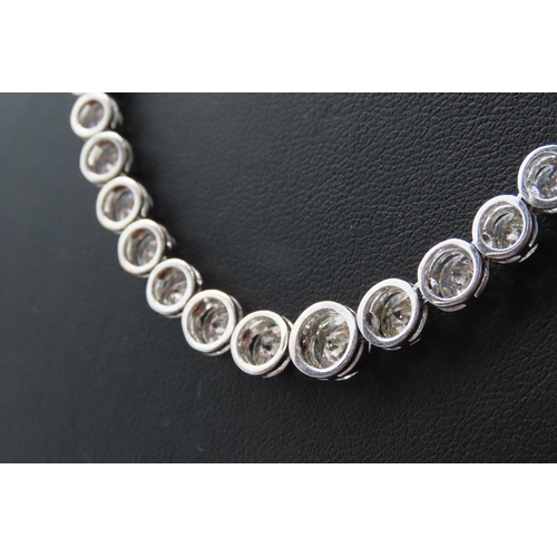 25 - Attractively Set Ladies Graduated Form Diamond Riviere Articulated  Necklace Mounted in Platinum 42c... 