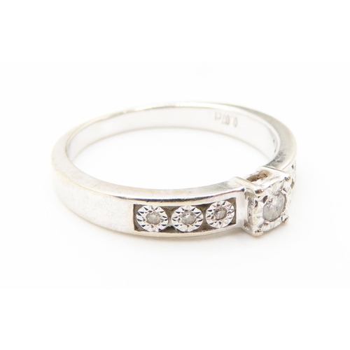 Ladies Diamond Set Ring Rub Over Setting Mounted in 18 Carat White Gold ...