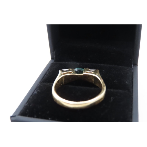 41 - Bar Set Emerald and Tapered Baguette Diamond Set Ladies Bow Form Ring Set in 18 Carat Yellow Gold Ri... 