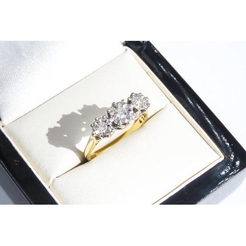 43 - Three Stone Ladies Diamond Ring Finely Set in 18 Carat White Gold Mounted on 18 Carat Yellow Gold Ri... 