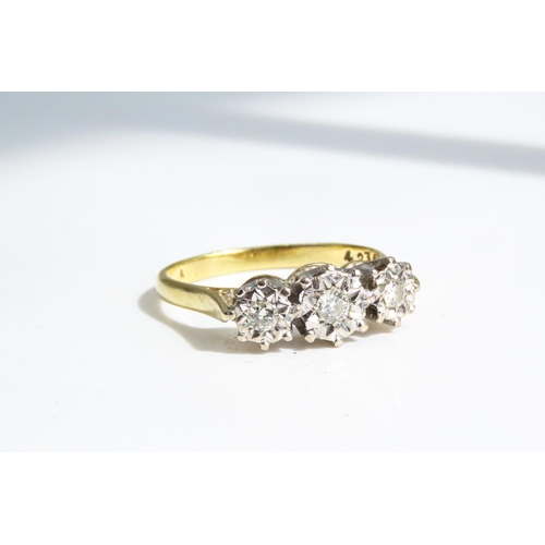 43 - Three Stone Ladies Diamond Ring Finely Set in 18 Carat White Gold Mounted on 18 Carat Yellow Gold Ri... 