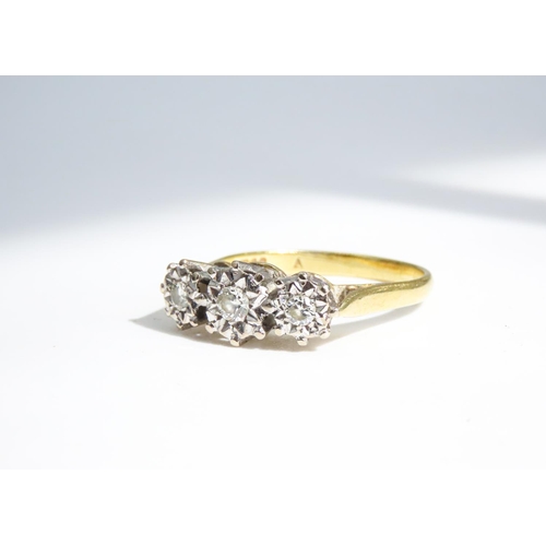 43 - Three Stone Ladies Diamond Ring Finely Set in 18 Carat White Gold Mounted on 18 Carat Yellow Gold Ri... 