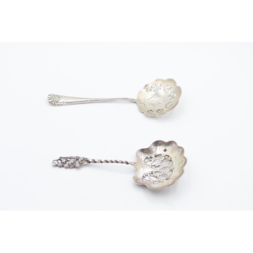 Two Silver Sugar Sifter Spoons 10cm Long