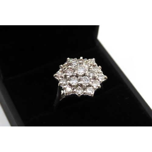 64 - Diamond Nineteen Stone Cluster Ring Set in 18 Carat White Gold Total Diamond Carat Weight 3 Carat Ri... 