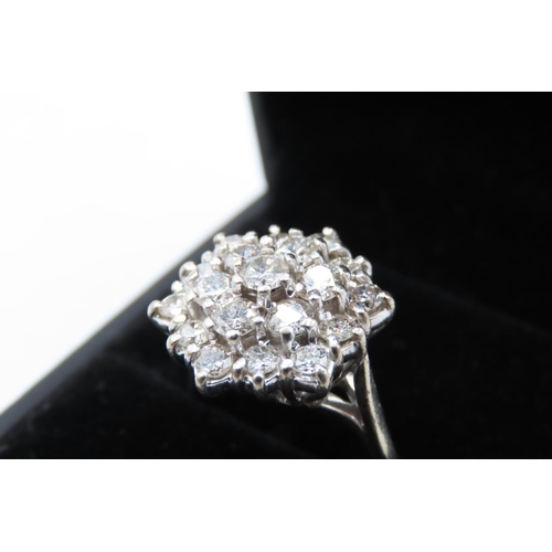 64 - Diamond Nineteen Stone Cluster Ring Set in 18 Carat White Gold Total Diamond Carat Weight 3 Carat Ri... 