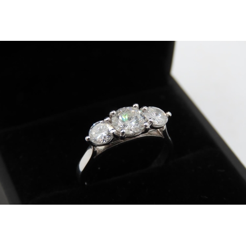 67 - Ladies Diamond Three Stone Ring Set in 18 Carat White Gold Ring Size K