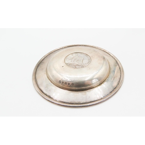 735 - Silver Pin Dish with Inset Coin 10.5cm Diameter