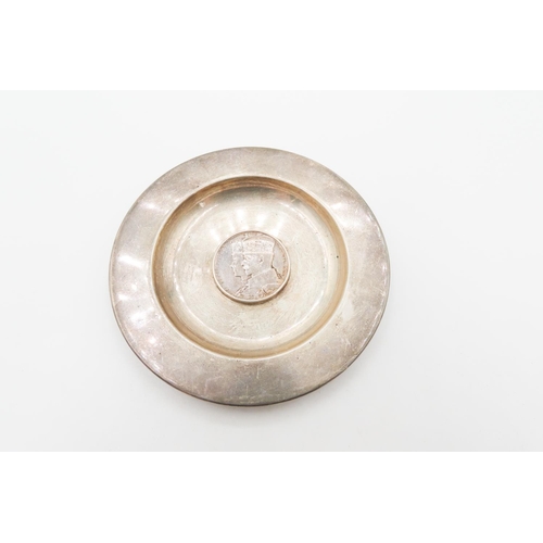 735 - Silver Pin Dish with Inset Coin 10.5cm Diameter