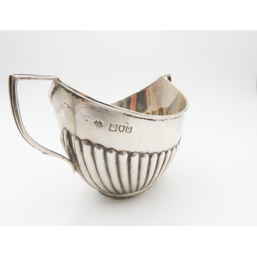 737 - Silver Sugar Bowl  Twin Handle Gadrooned Freeze Decoration 7.5cm by 14cm