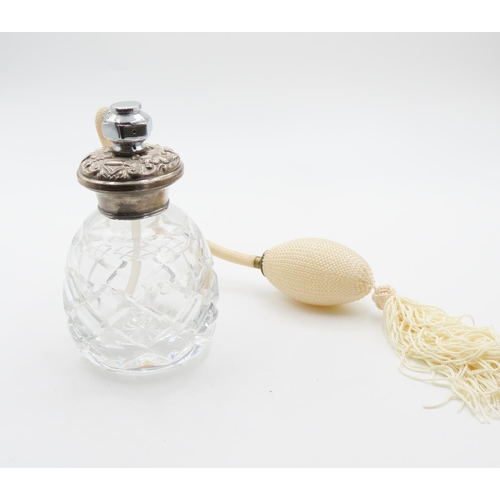 743 - Silver Mounted Perfume Bottle with Atomizer Silver Mounted 11cm High