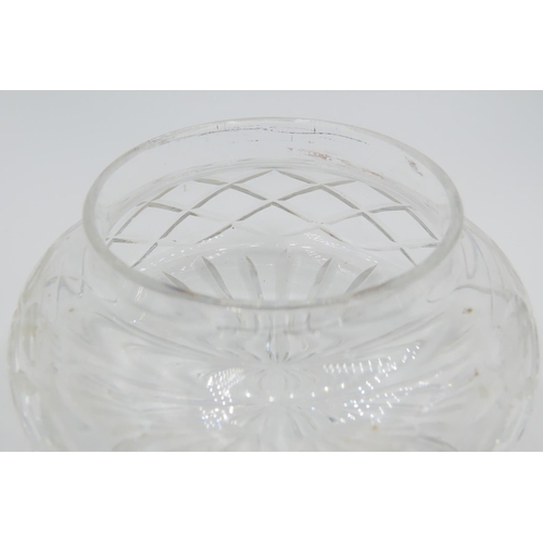 744 - Large silver Top Cut Crystal Desk Jar 6cm  High and 11cm Diameter