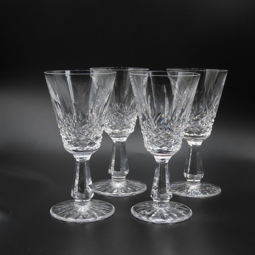 755 - Four Waterford Crystal Pedestal Form Wine Glasses 14cm High